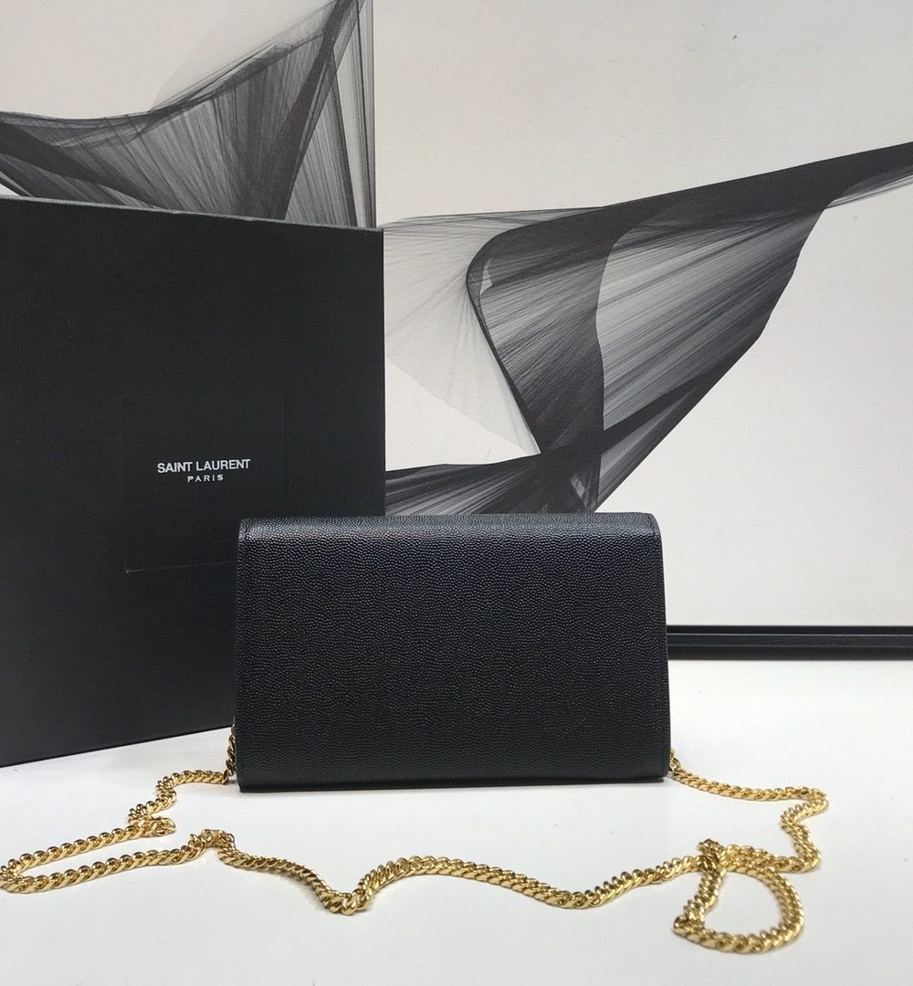 [REP 1:1] Saint Laurent Uptown Chain Wallet Black For Women 7.4in/19cm YSL 6077881GF0J1000