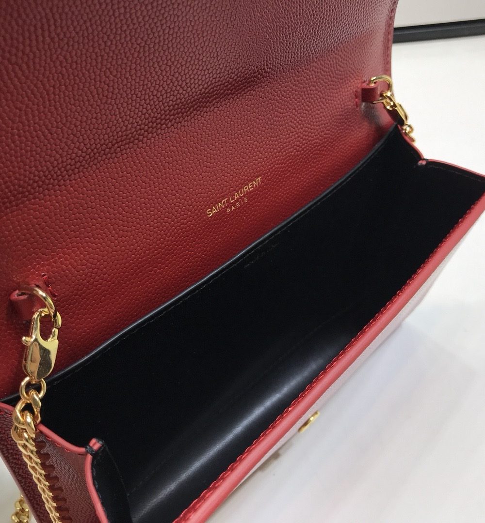 [REP 1:1] Saint Laurent Uptown Chain Wallet Red For Women 7.4in/19cm YSL