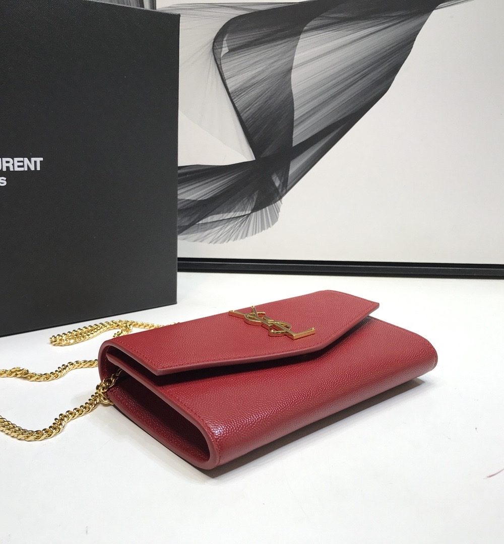 [REP 1:1] Saint Laurent Uptown Chain Wallet Red For Women 7.4in/19cm YSL