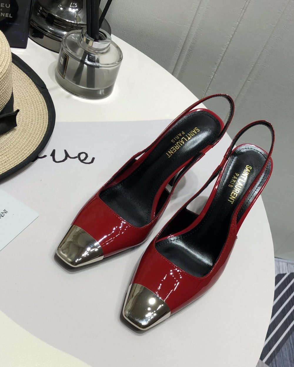 Saint Laurent Women's Blade Slingback Pumps Red For Women YSL