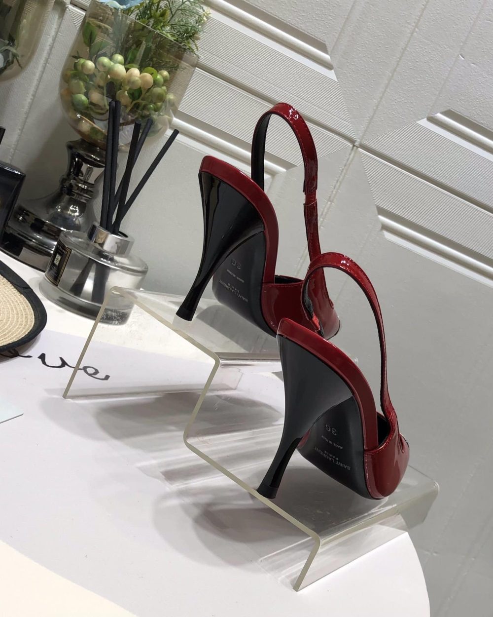 Saint Laurent Women's Blade Slingback Pumps Red For Women YSL