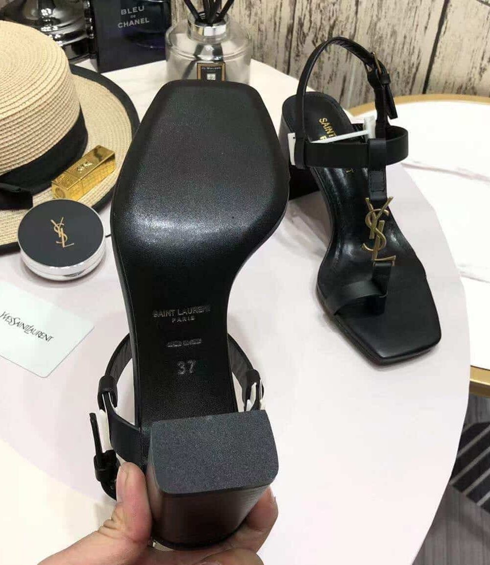 Saint Laurent Women's Cassandra Heeled Sandals Black For Women YSL 658198DWETT1000