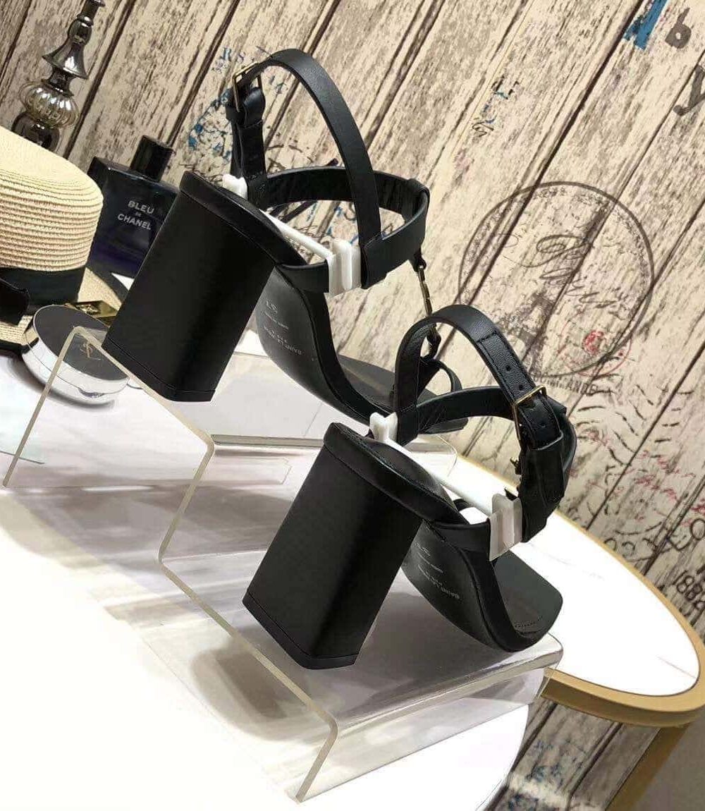 Saint Laurent Women's Cassandra Heeled Sandals Black For Women YSL 658198DWETT1000