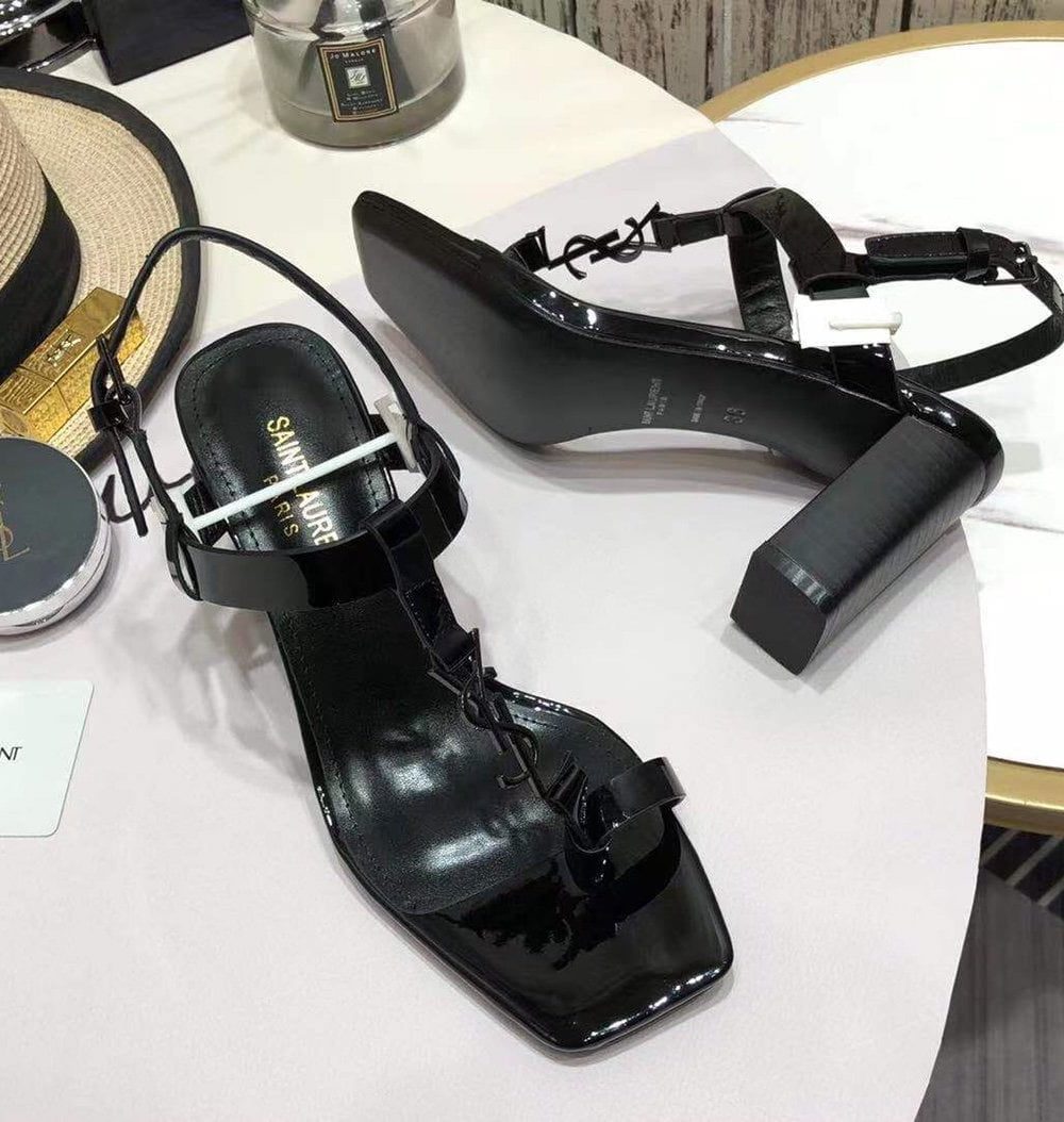 Saint Laurent Women's Cassandra Heeled Sandals Black For Women YSL