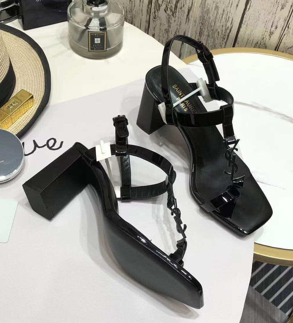 Saint Laurent Women's Cassandra Heeled Sandals Black For Women YSL