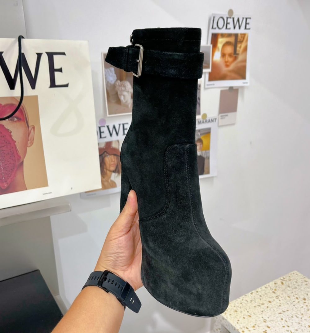 Saint Laurent Women's Cherry Buckle Platform Booties Black For Women YSL