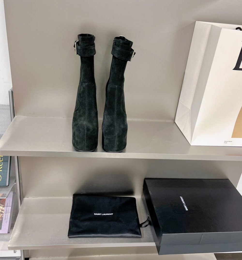 Saint Laurent Women's Cherry Buckle Platform Booties Black For Women YSL