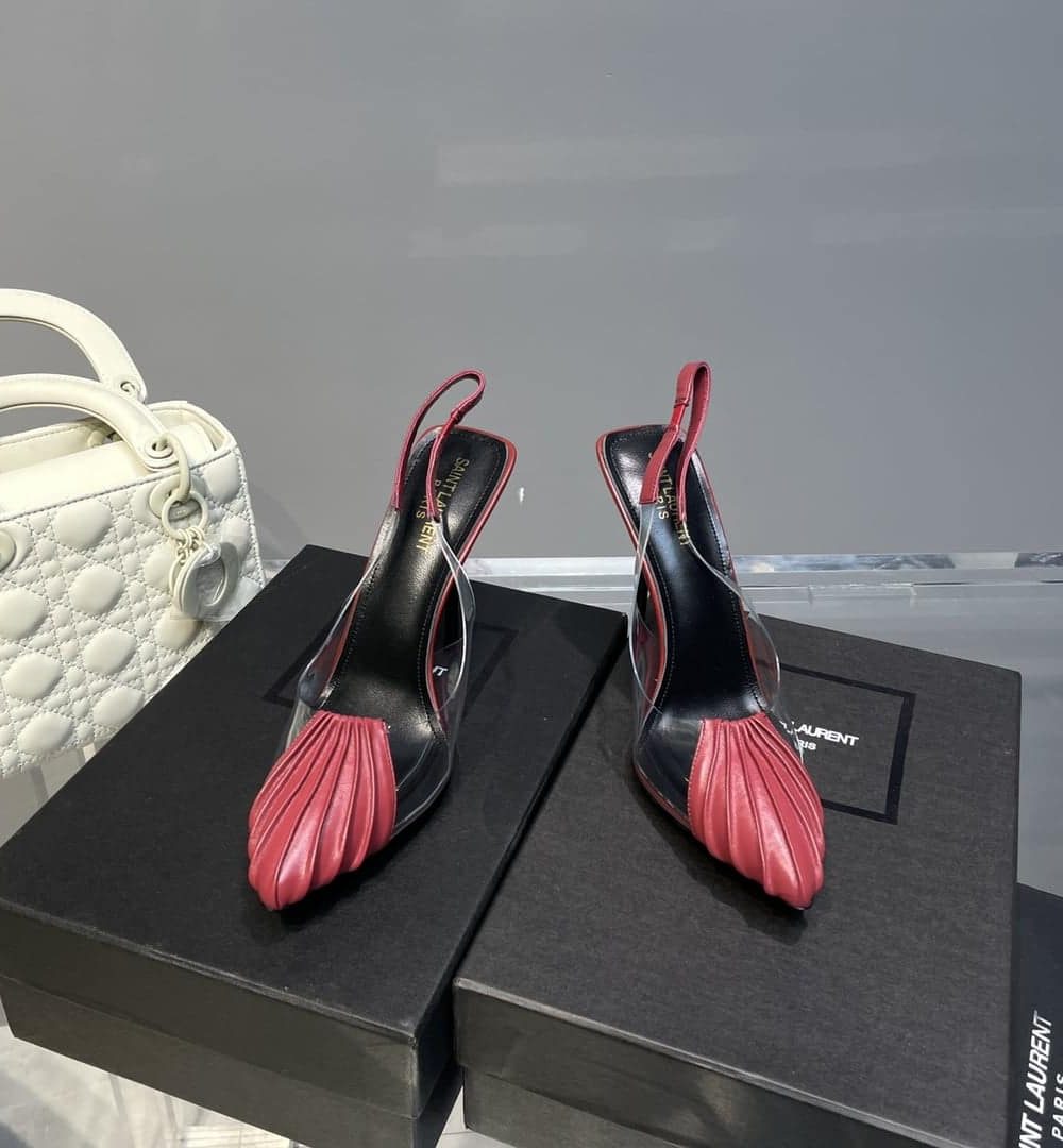 Saint Laurent Women's Chica Slingback Pumps Dark Pink For Women YSL