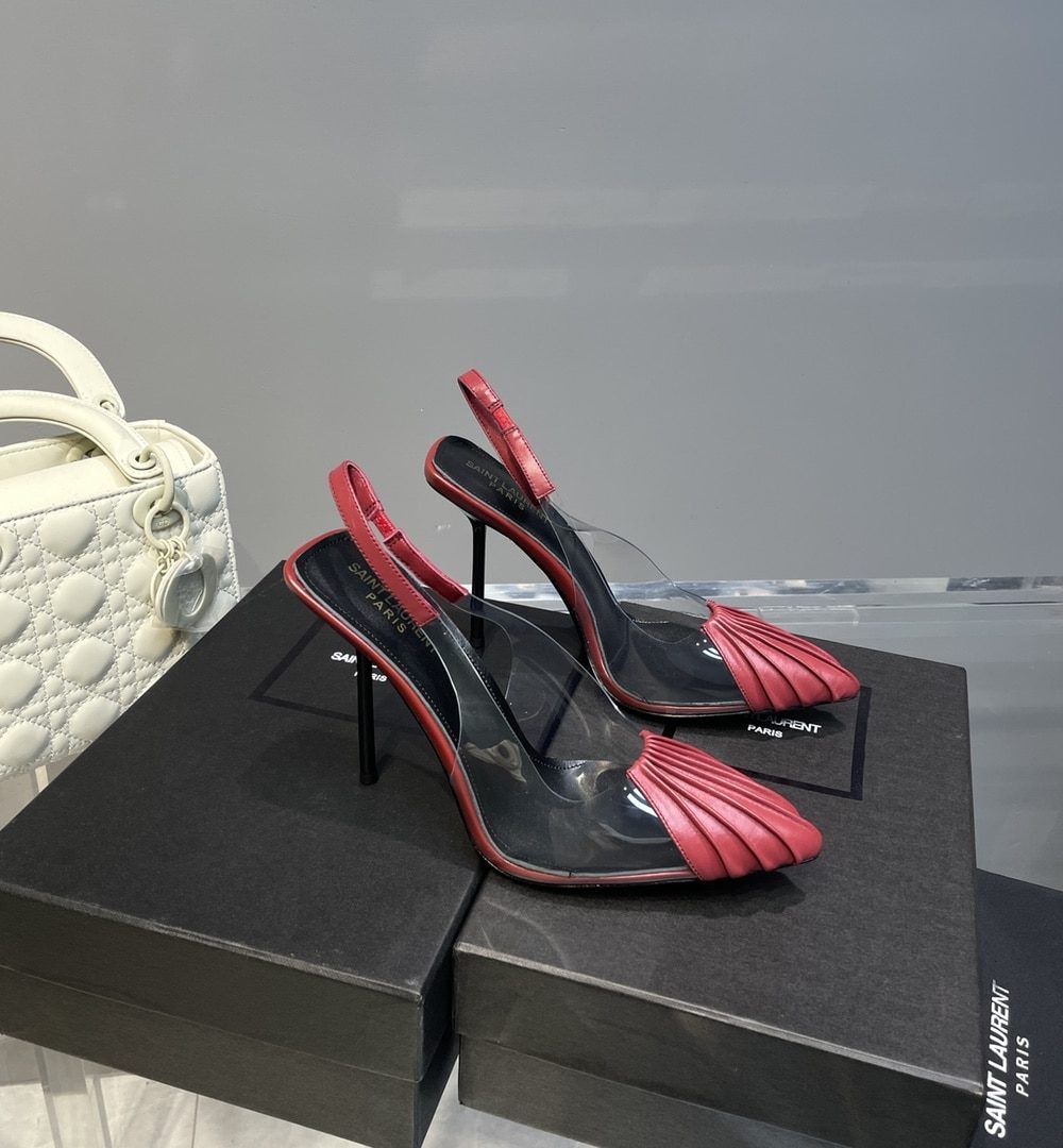 Saint Laurent Women's Chica Slingback Pumps Dark Pink For Women YSL