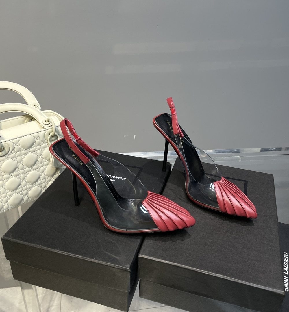 Saint Laurent Women's Chica Slingback Pumps Dark Pink For Women YSL