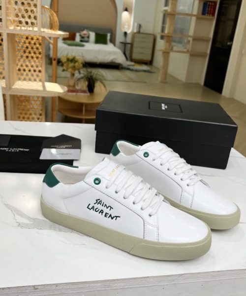 Saint Laurent Women's Court Classic Sl/06 Embroidered Sneakers Green For Women YSL