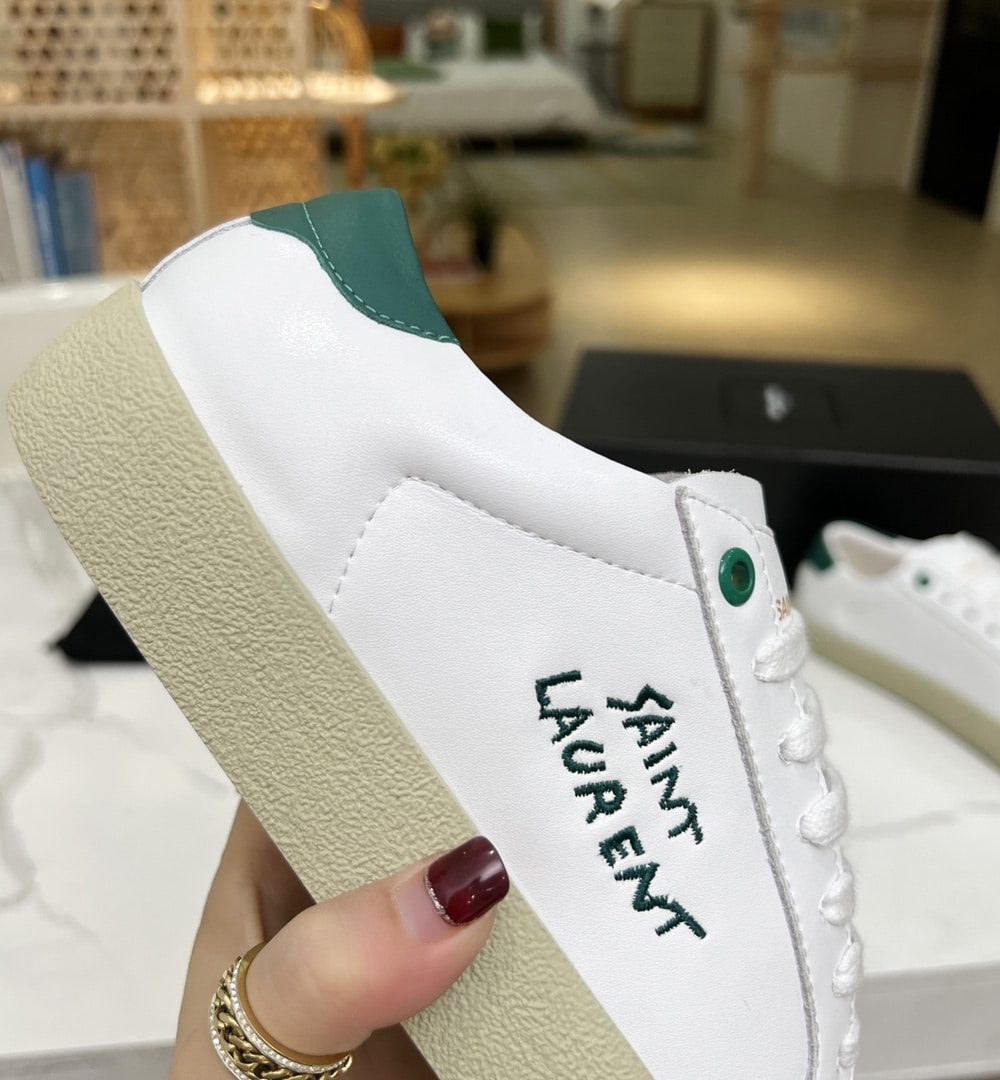 Saint Laurent Women's Court Classic Sl/06 Embroidered Sneakers Green For Women YSL