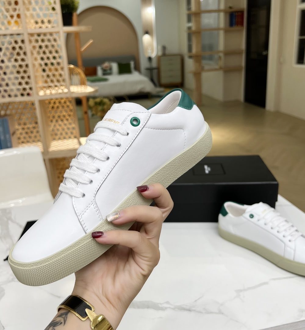 Saint Laurent Women's Court Classic Sl/06 Embroidered Sneakers Green For Women YSL