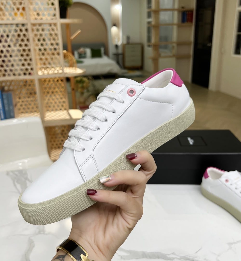 Saint Laurent Women's Court Classic Sl/06 Embroidered Sneakers Pink For Women YSL