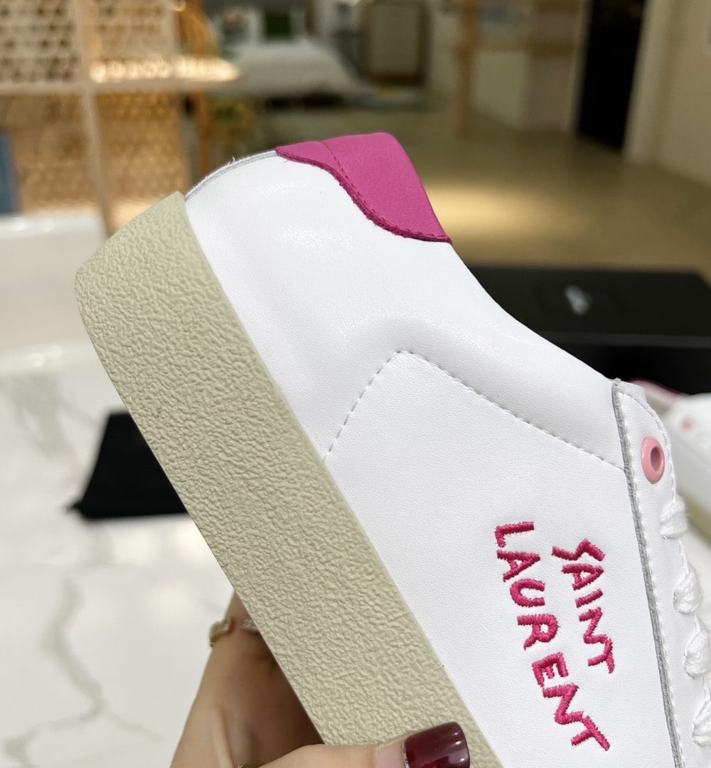 Saint Laurent Women's Court Classic Sl/06 Embroidered Sneakers Pink For Women YSL