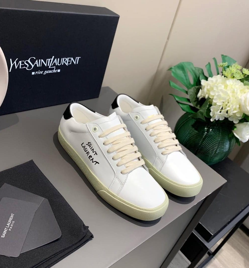 Saint Laurent Women's Court Classic Sl/06 Embroidered Sneakers White For Women YSL 61064908G109061
