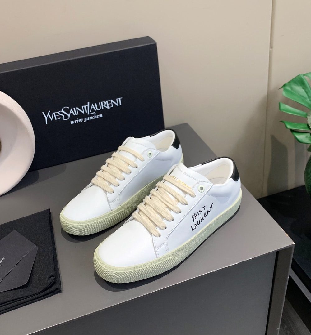 Saint Laurent Women's Court Classic Sl/06 Embroidered Sneakers White For Women YSL 61064908G109061