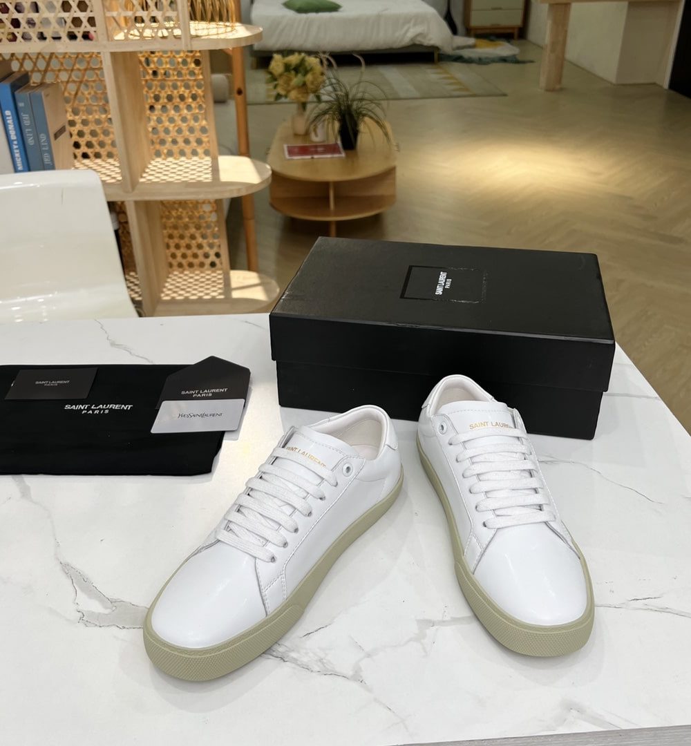Saint Laurent Women's Court Classic Sl/06 Embroidered Sneakers White For Women YSL