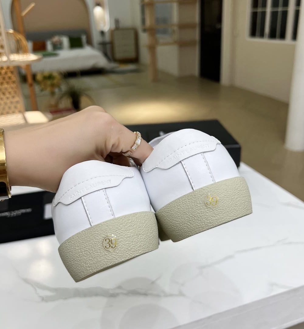 Saint Laurent Women's Court Classic Sl/06 Embroidered Sneakers White For Women YSL