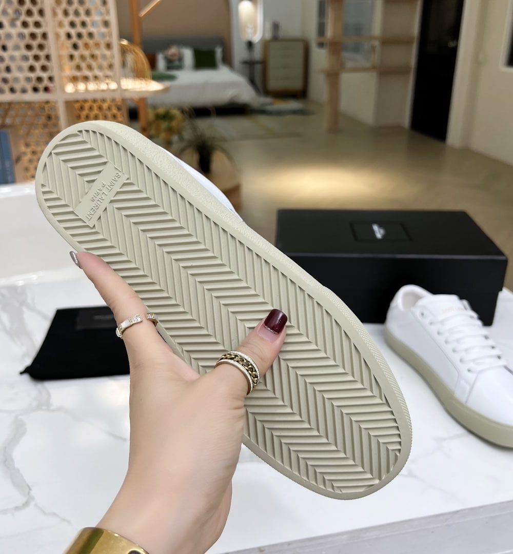 Saint Laurent Women's Court Classic Sl/06 Embroidered Sneakers White For Women YSL