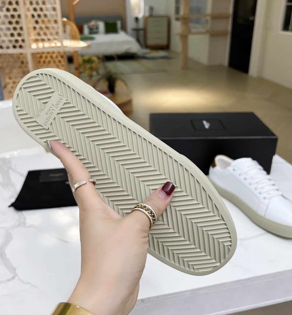 Saint Laurent Women's Court Classic Sl/06 Embroidered Sneakers Yellow For Women YSL