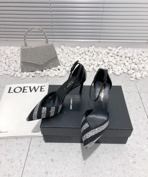 Saint Laurent Women's Glittering Rhinestone Embellished Pumps Black For Women YSL