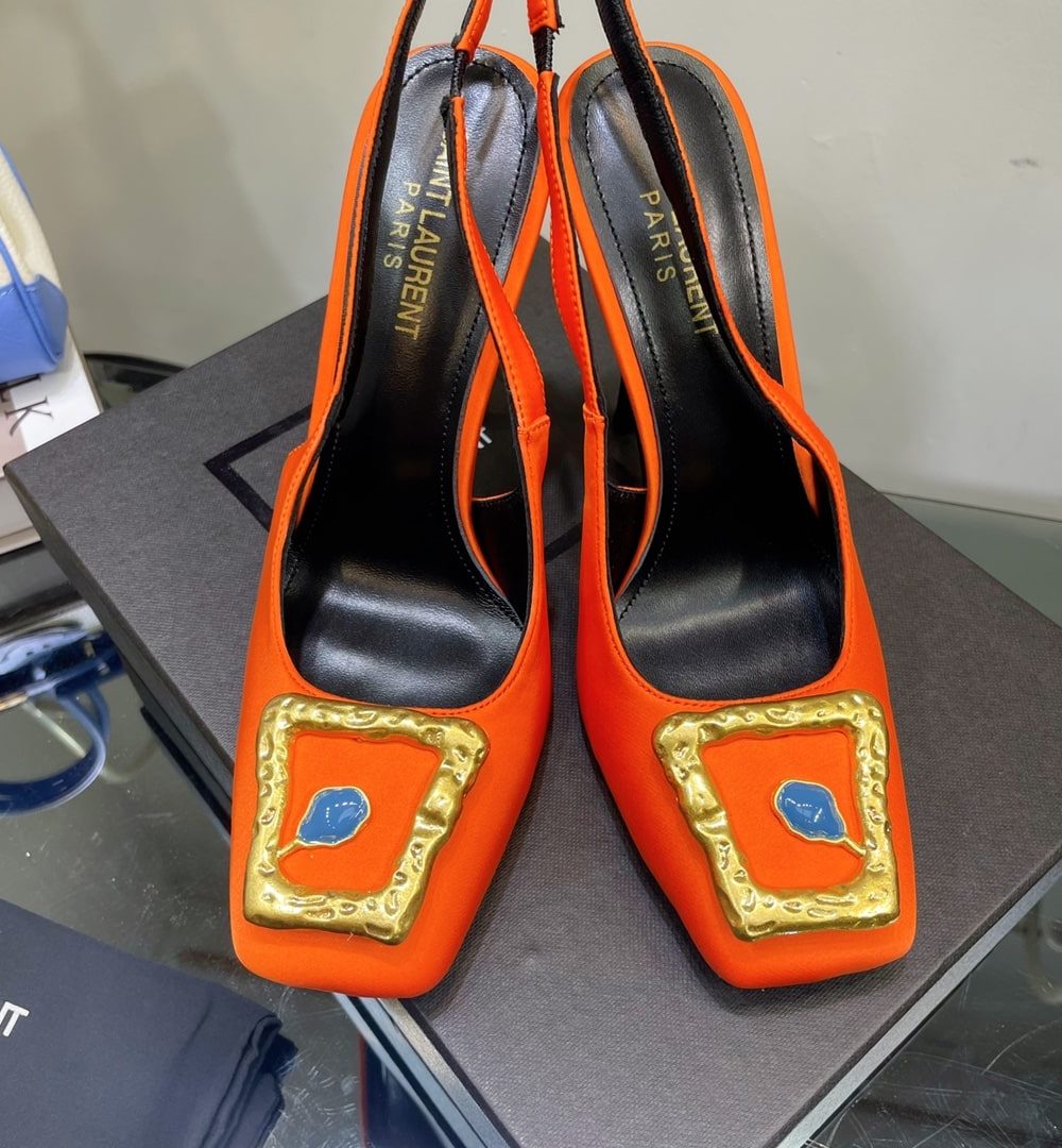 Saint Laurent Women's Maxine Silk Slingback Pumps Black For Women YSL