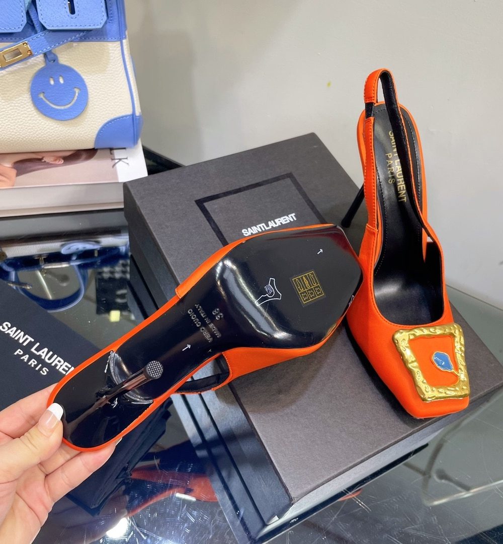 Saint Laurent Women's Maxine Silk Slingback Pumps Black For Women YSL