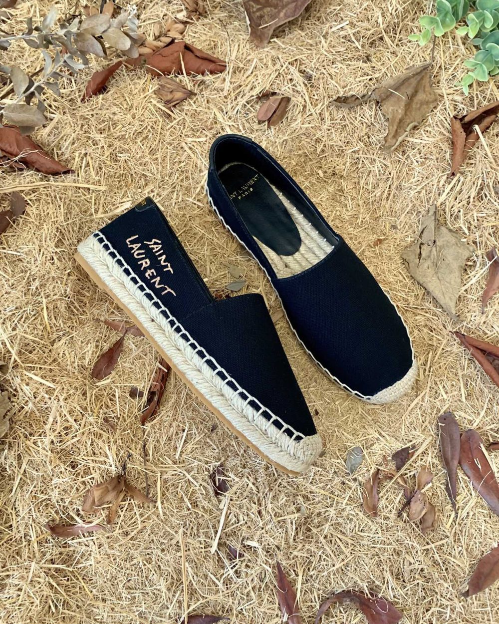 Saint Laurent Women's Saint Laurent Embroidered Espadrilles Black For Women YSL