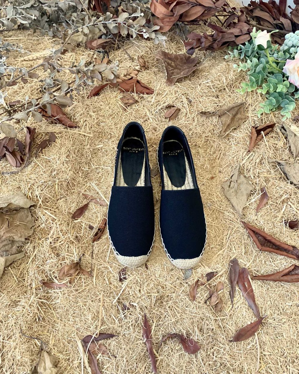 Saint Laurent Women's Saint Laurent Embroidered Espadrilles Black For Women YSL