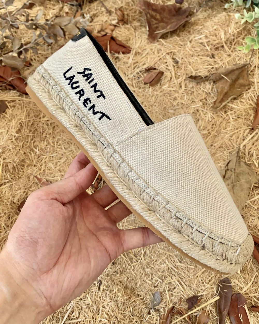Saint Laurent Women's Saint Laurent Embroidered Espadrilles White For Women YSL