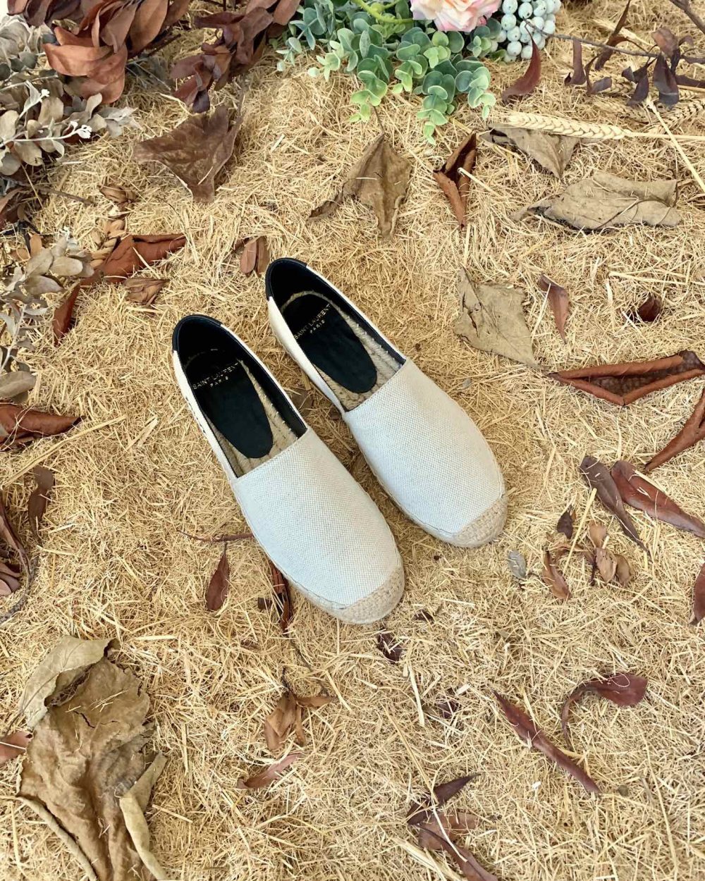 Saint Laurent Women's Saint Laurent Embroidered Espadrilles White For Women YSL