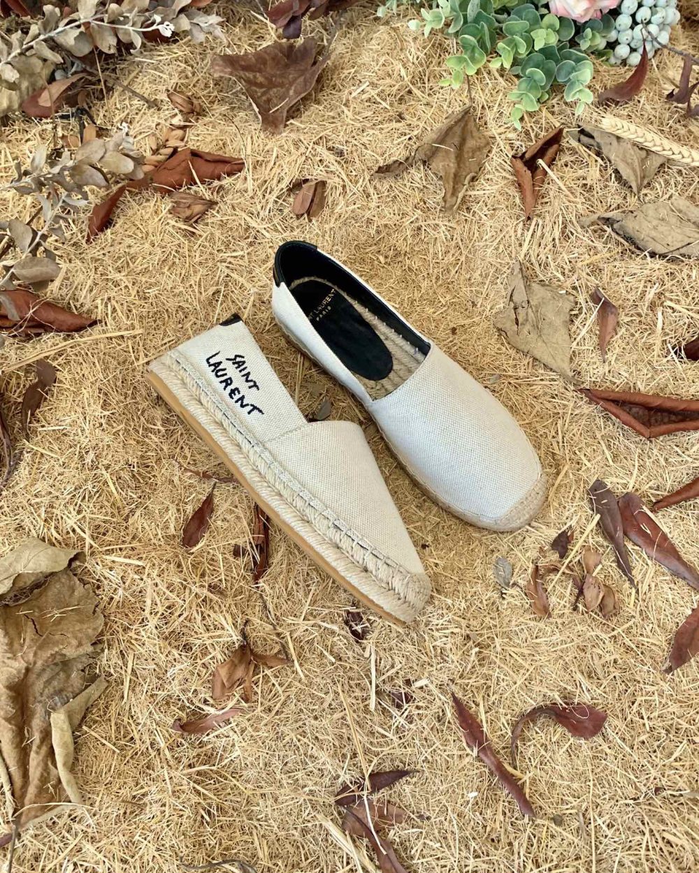 Saint Laurent Women's Saint Laurent Embroidered Espadrilles White For Women YSL