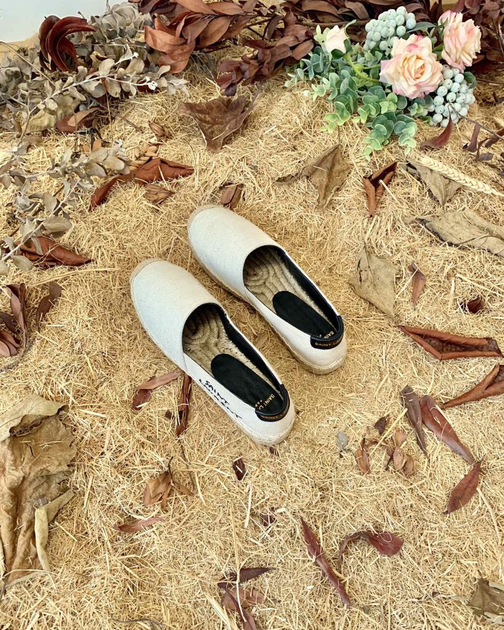 Saint Laurent Women's Saint Laurent Embroidered Espadrilles White For Women YSL