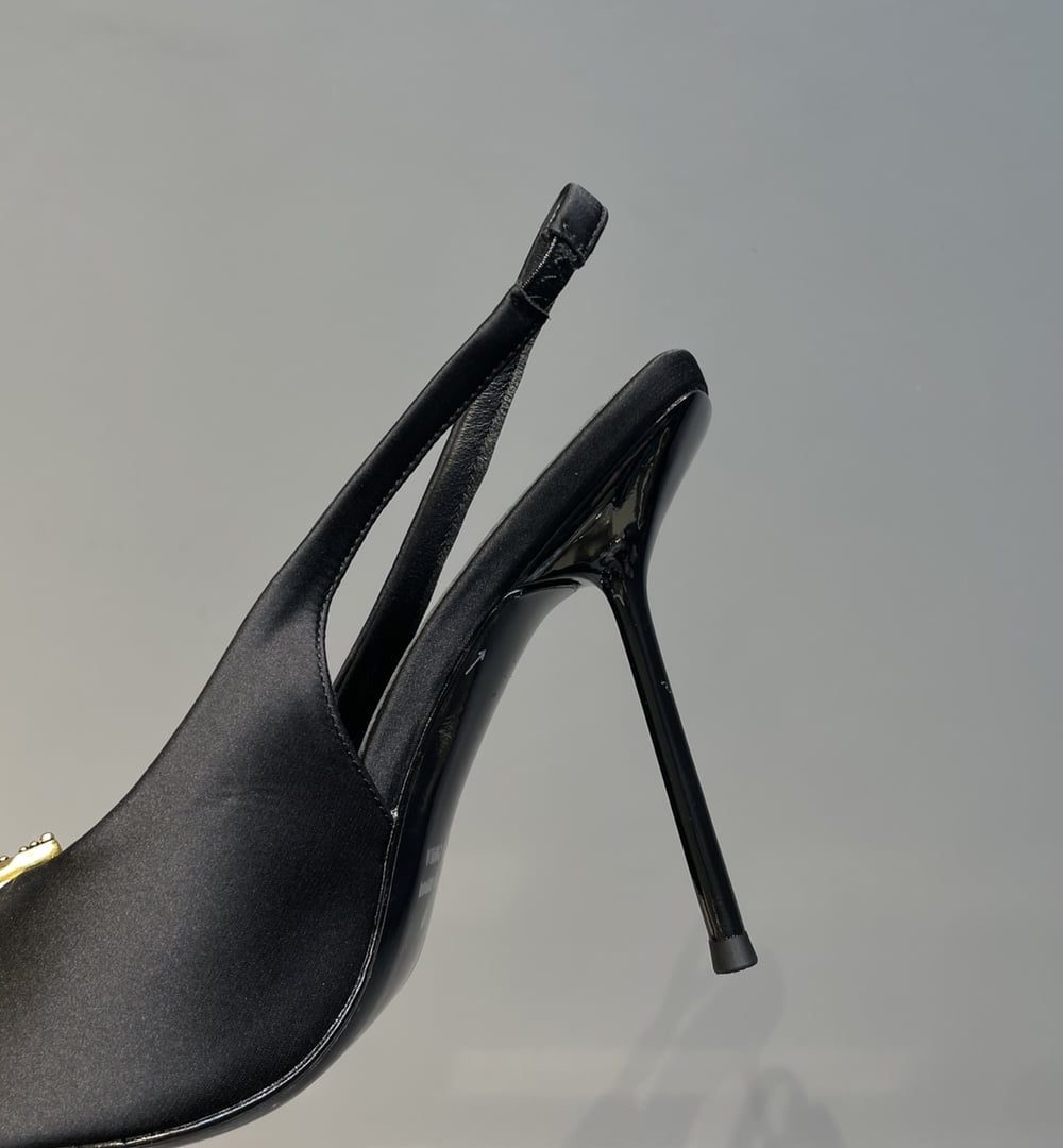 Saint Laurent Women's Silk Slingback Pumps Black For Women YSL