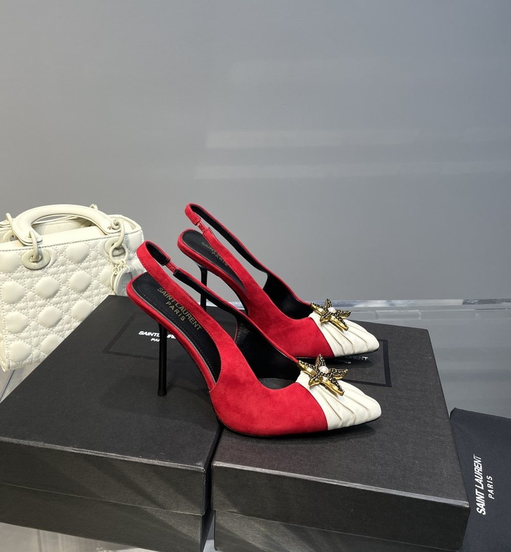 Saint Laurent Women's Silk Slingback Pumps Red For Women YSL