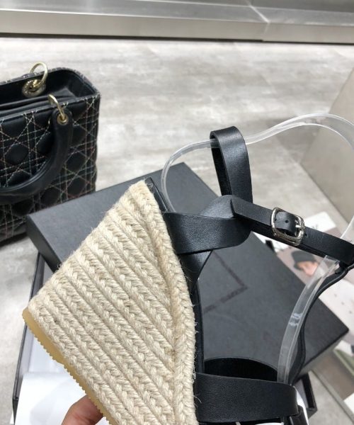 Saint Laurent Women's Tribute Espadrilles Wedge Black For Women YSL