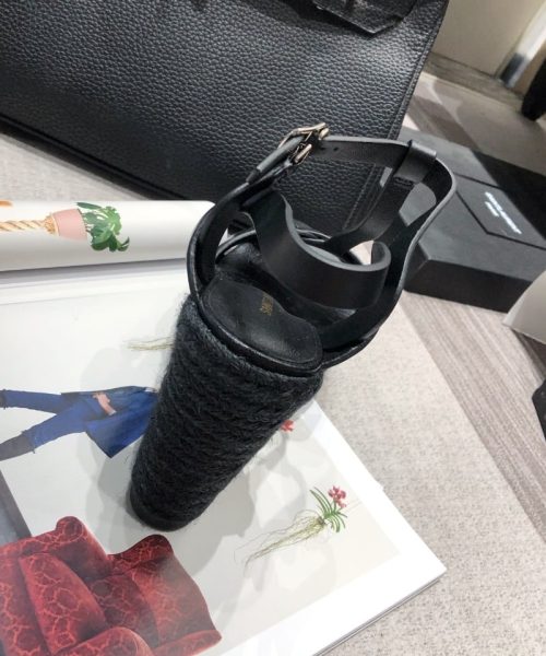 Saint Laurent Women's Tribute Espadrilles Wedge Black For Women YSL 611924BDA001000