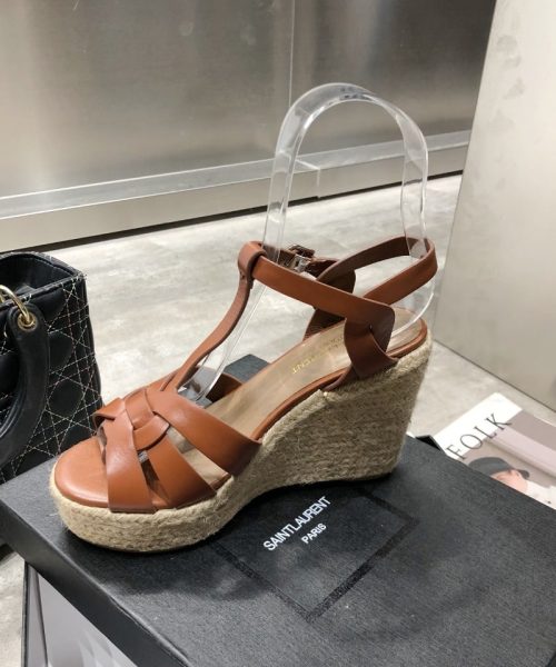 Saint Laurent Women's Tribute Espadrilles Wedge Brown For Women YSL 611924BDA002206