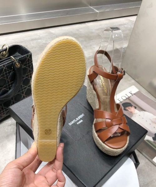 Saint Laurent Women's Tribute Espadrilles Wedge Brown For Women YSL 611924BDA002206
