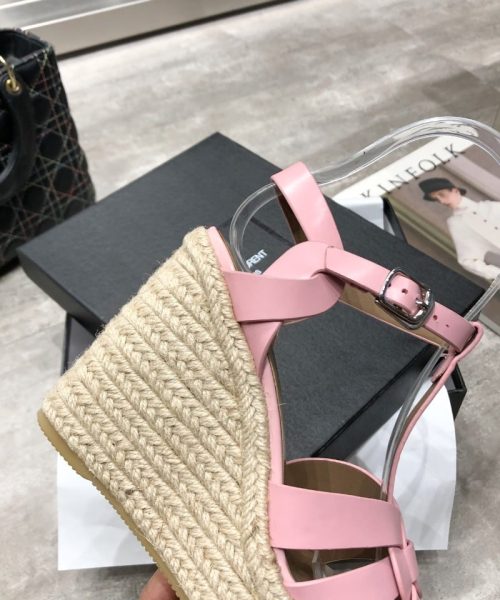 Saint Laurent Women's Tribute Espadrilles Wedge Pink For Women YSL