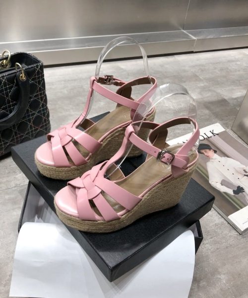 Saint Laurent Women's Tribute Espadrilles Wedge Pink For Women YSL