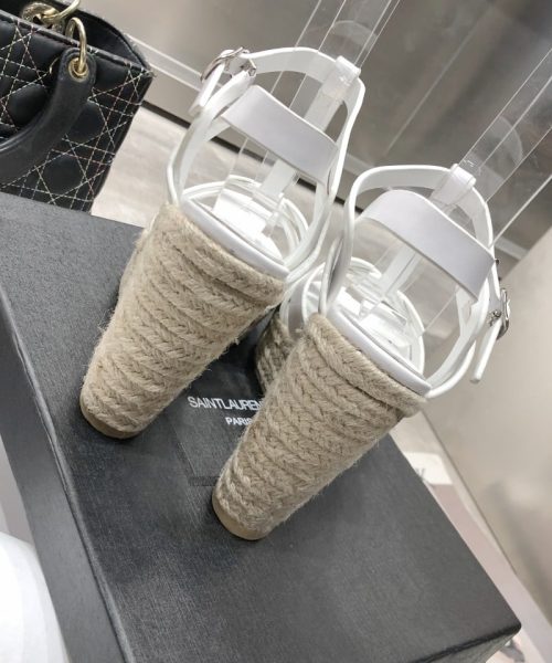 Saint Laurent Women's Tribute Espadrilles Wedge White For Women YSL 611924BZC009008
