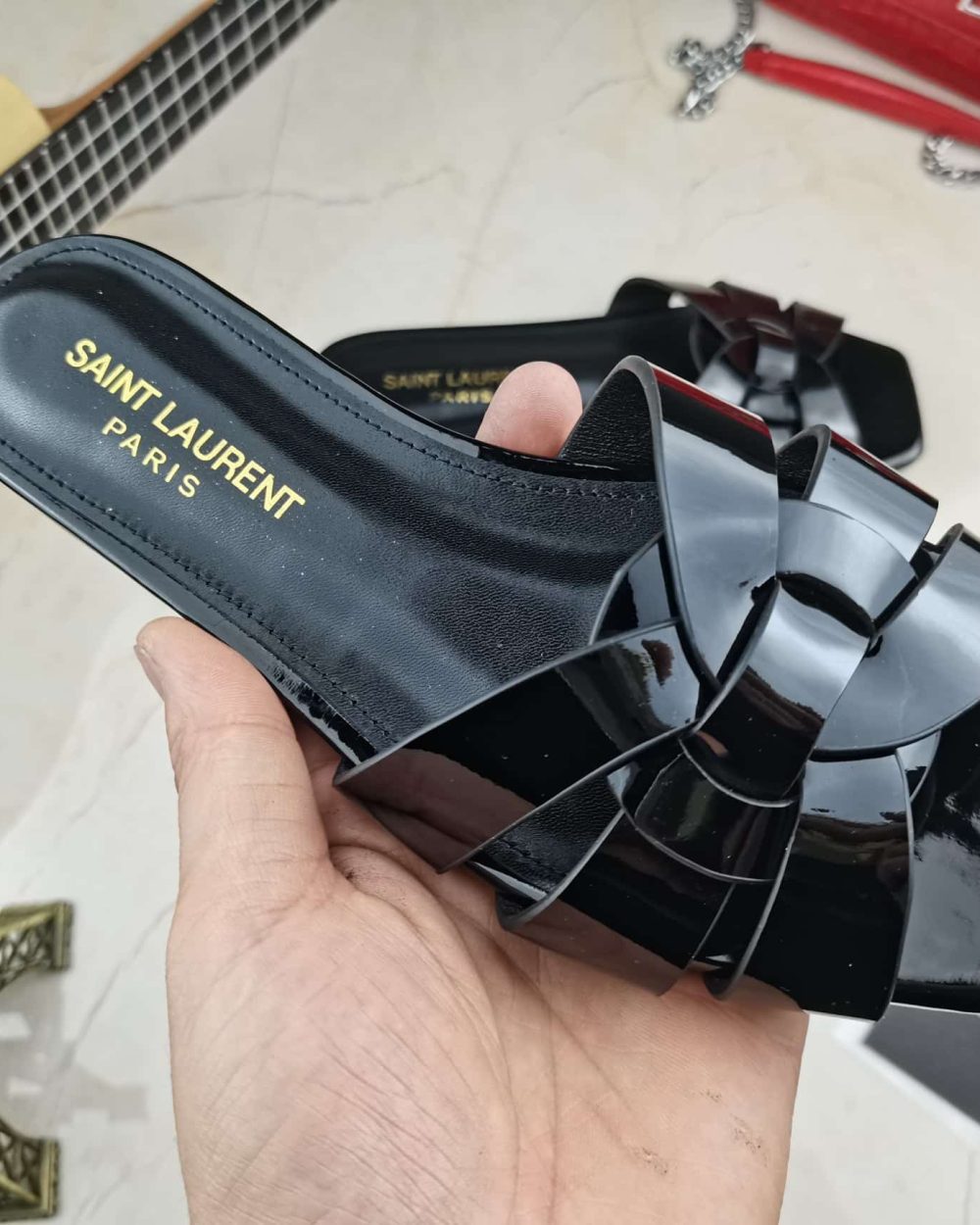 Saint Laurent Women's Tribute Flat Mules Black For Women YSL 571952B8I001000