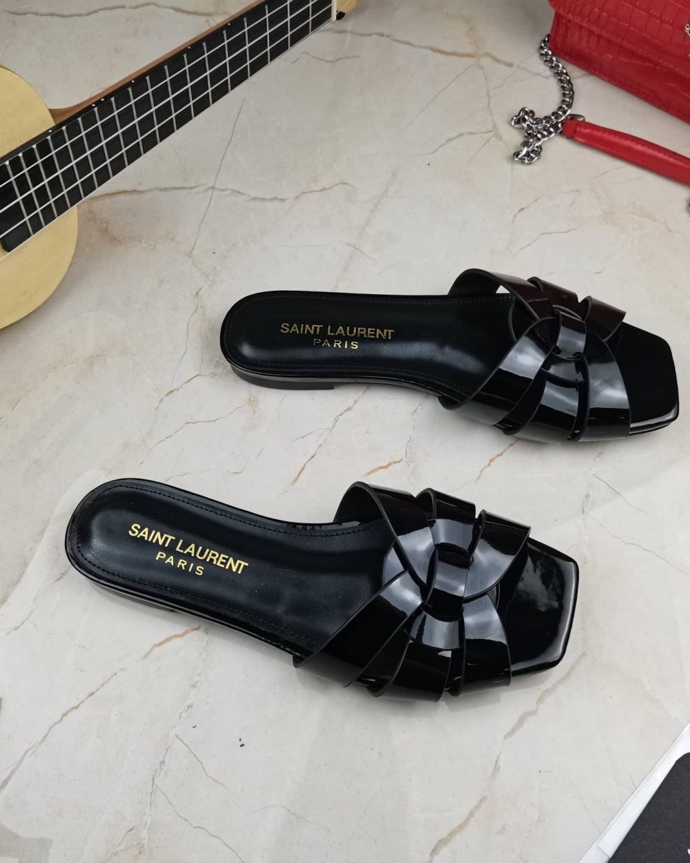 Saint Laurent Women's Tribute Flat Mules Black For Women YSL 571952B8I001000