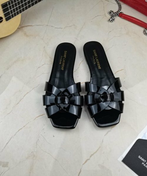 Saint Laurent Women's Tribute Flat Mules Black For Women YSL 571952B8I001000