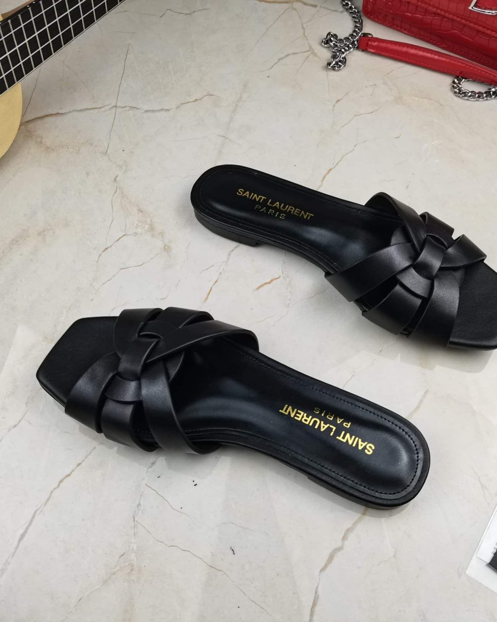 Saint Laurent Women's Tribute Flat Mules Black For Women YSL 571952BDA001000