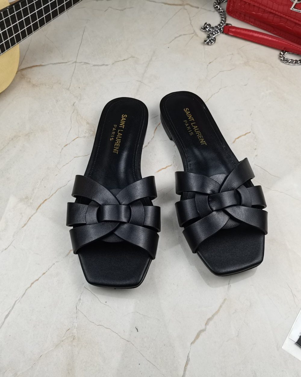 Saint Laurent Women's Tribute Flat Mules Black For Women YSL 571952BDA001000