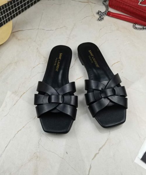 Saint Laurent Women's Tribute Flat Mules Black For Women YSL 571952BDA001000