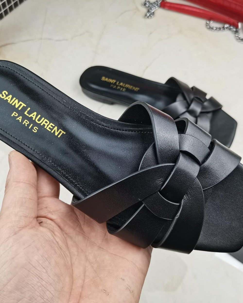 Saint Laurent Women's Tribute Flat Mules Black For Women YSL 571952BDA001000